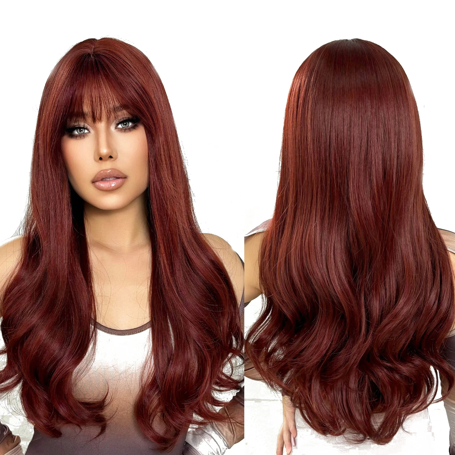 In Stock Heat Resistant Fiber Red Big Wave Curly Hair Synthetic Wig Curly Hair Matte High Density African Girl