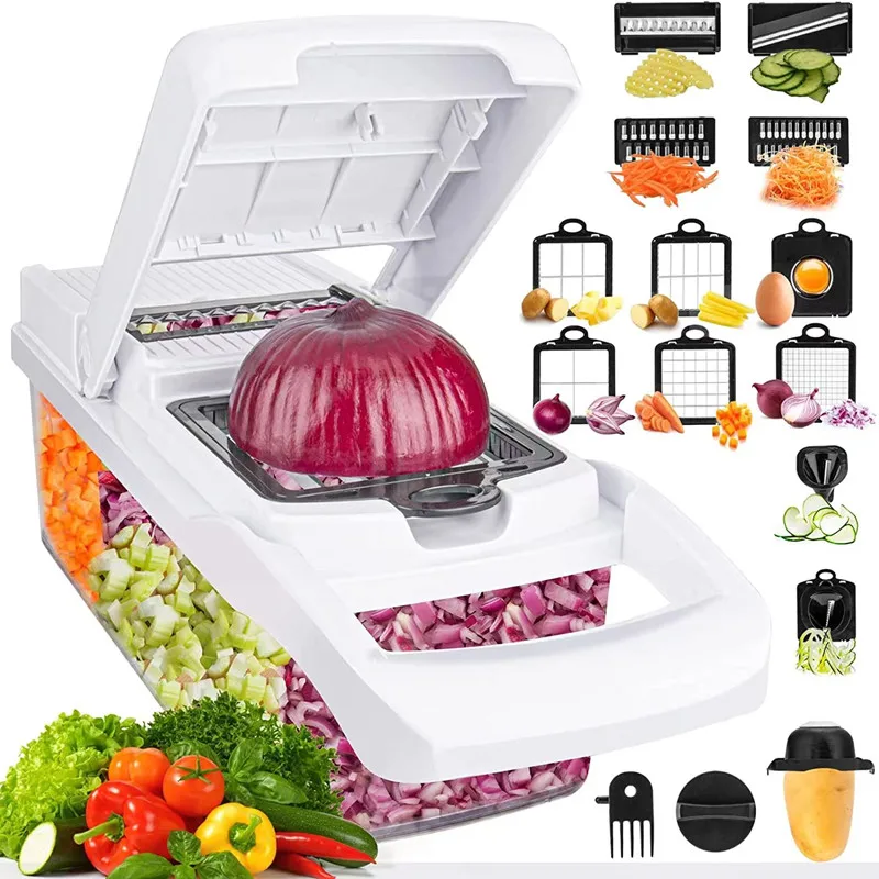 

2023 Hot selling Kitchen Multi 22 In 1 Manual Mandoline Fruit Vegetable Cutter Onion Dicer Veggie Slicer Vegetable Chopper