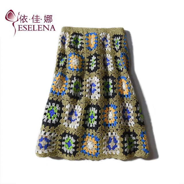

factory wholesale Bohemia thick bodycon handmade crochet knitted dress women sexy hole streetwear Mid Calf skirt