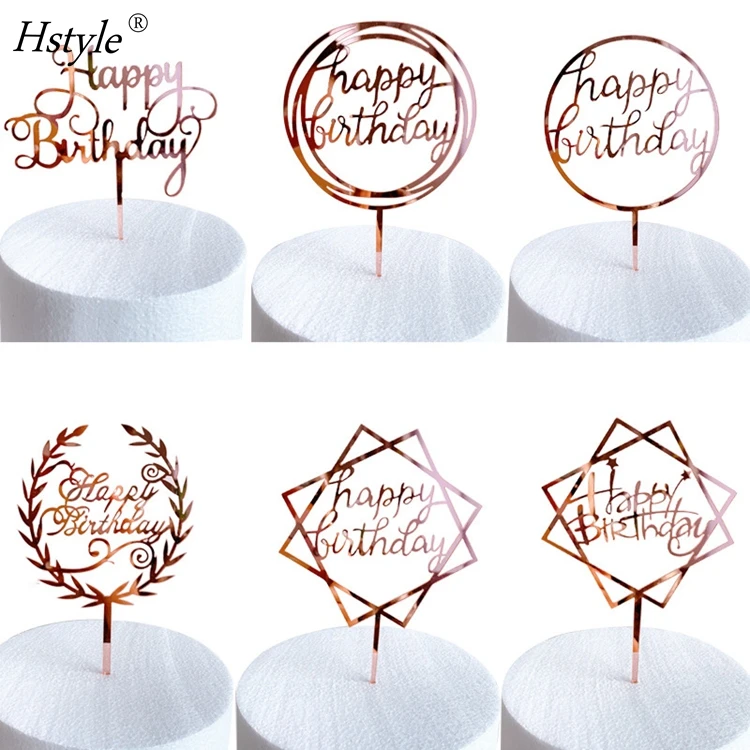 

Rose Gold Happy Birthday Acrylic Cake Toppers Birthday Cake Topper Decor for Wedding Birthday Party Cake Decorations PQ683, Gold, rose gold