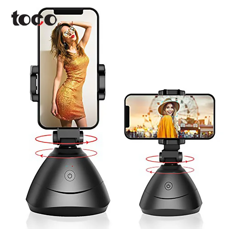 

TOCO Smart Portable AI Auto Face Object Tracking Camera Tripod Holder stick tripod 360 degree rotation, Black white pink