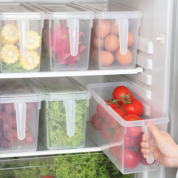 

Japanese-style Transparent Storage Box With Handle Kitchen Space-saving Food Storage Box