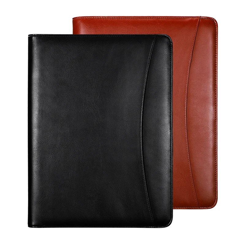 Customized A4 Multifunction Clipboard PU Leather File Folder Zipper Portfolio Pocket Handle for Filing Products Customized Logo