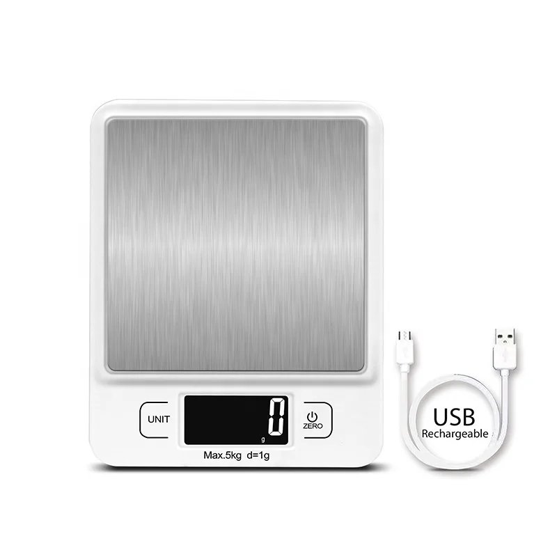 

Recheargeable food kitchen weighing scale 5kg stainless steel electronic digital kitchen scale