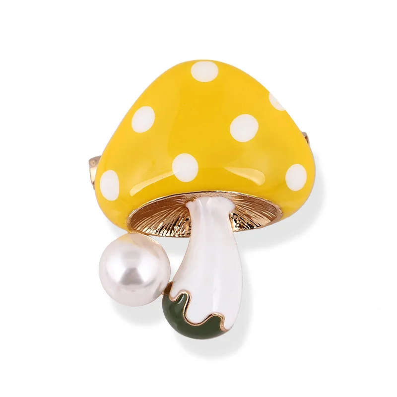 

Magnetic Mushroom Brooch Enamel Charms Party Badge Banquet Scarf Pins Pearl Alloy Fashion Women Mushroom Brooch