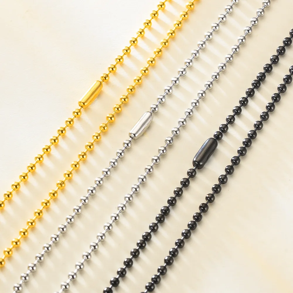 

Custom High Quality Stainless Steel Chains 2mm 3mm 4mm 5mm 6mm Accessories Jewelry 18k Pvd Gold Plated Bead Chain Necklace, Gold/silver/black