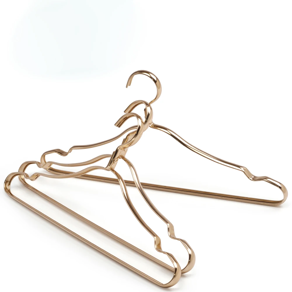 

2021 Top Sale New Light Weight Deluxe Rose Gold Aluminium Alloy Metal Wire Hanger for Clothes, Purple or others