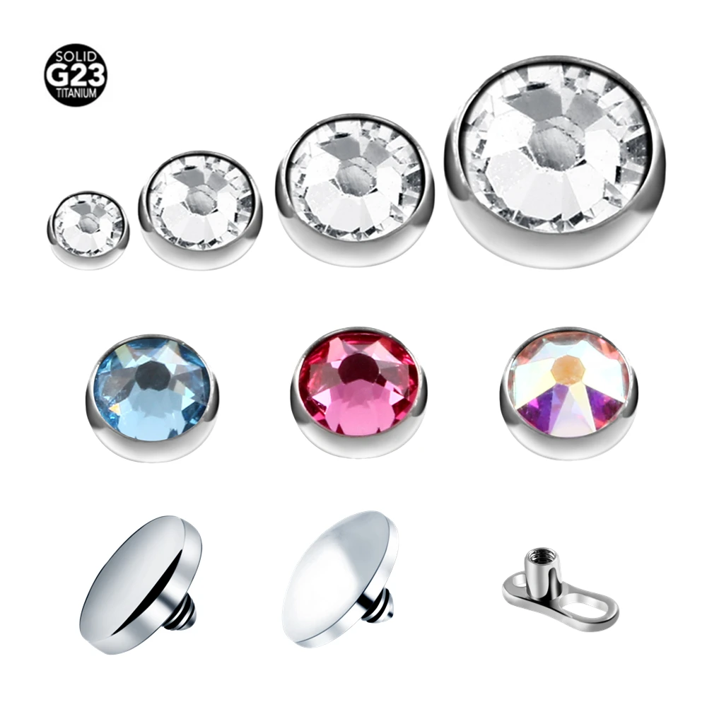 

3/4/5mm Dermal Anchor Top Implant Grade Titanium Crystal Surface Piercing Skin Diver 3 Hole Micro Dermal Anchor Piercing Jewelry