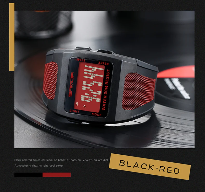 散打222防水男士数码手表冲击运动手表时尚防水电子表男士