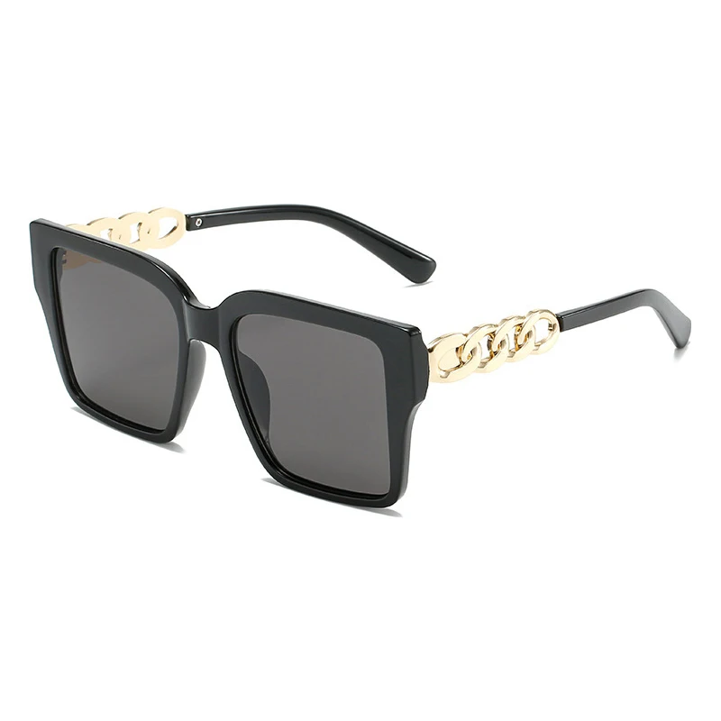

Hot popular square frame sunglasses female fashion big chain decoration square frame sunglasses