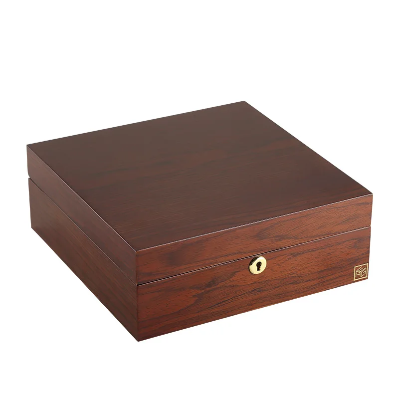 

Luxury Custom Logo Wooden Jewelry Box Organizer Wood Velvet Jewellery Case Women Earrings Rings Necklace Watch Storage Gift Box, Wood color
