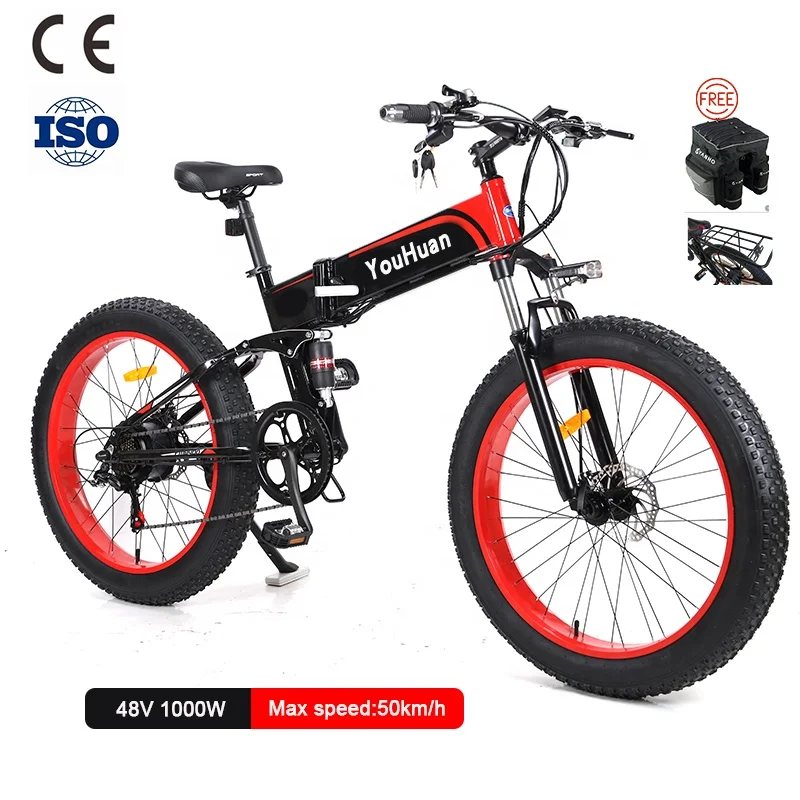 

750W Folding Bike 26*4.0 Fat Tire Mountainbike 26 Inch 48V Lithim battery Electric Bicycle