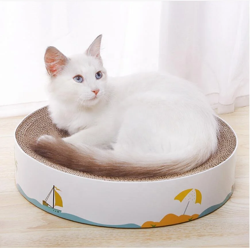 

Simple Round Scratcher Corrugated Cat Scratcher Sleeping Cat Mat, Photo