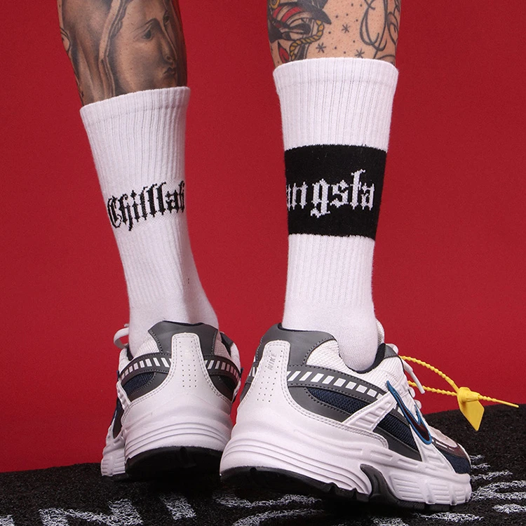 

Europe Popular gothic hip hop stockings skateboarding white men's socks, As show