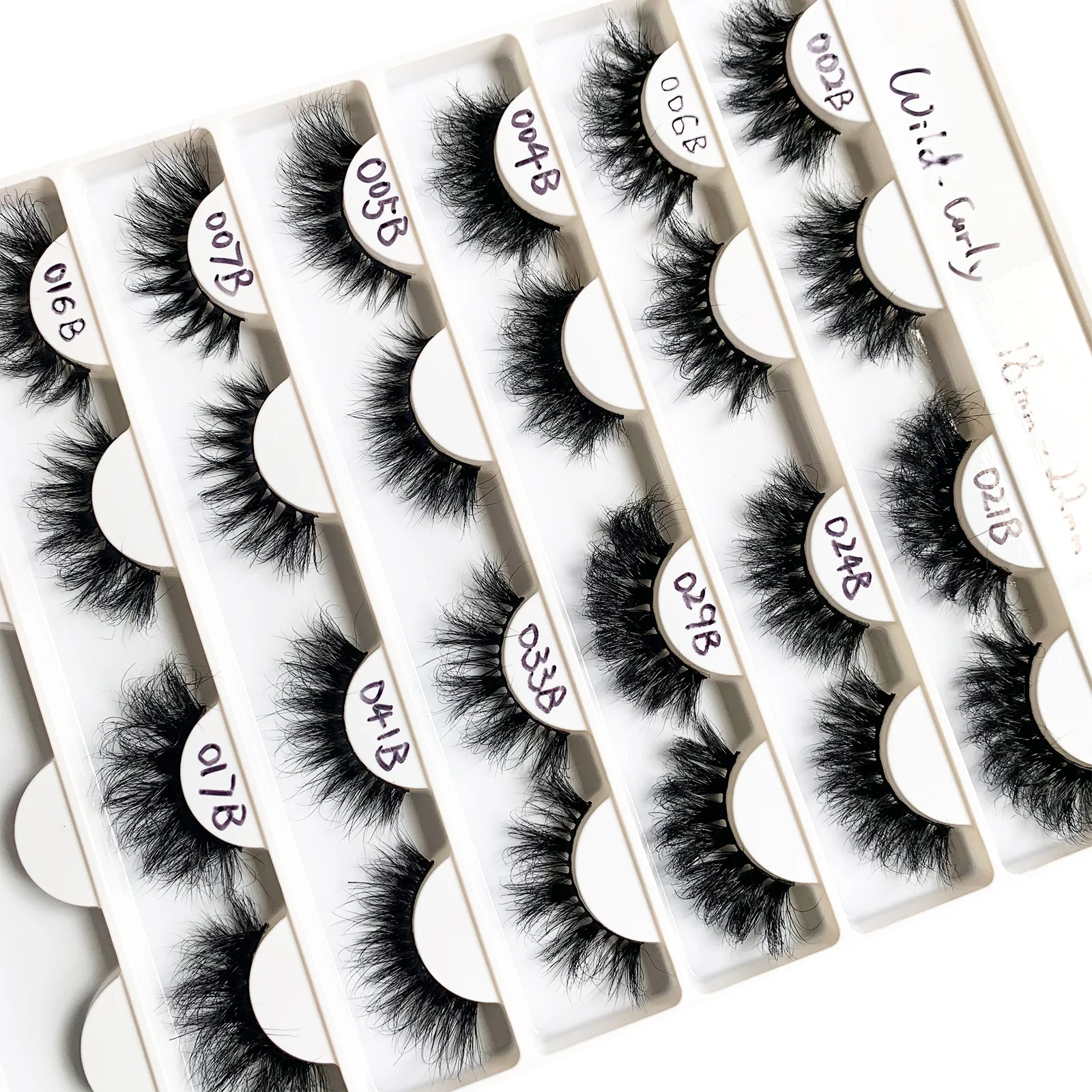 

18mm 20mm 3D wild curly mink eyelashes vendor custom box packaging logo wholesale lashes B-Series