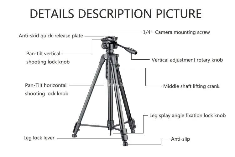 Digipod Tripod 72 Inci Kamera Berdiri 3 Bagiantripod Vlog Hitam