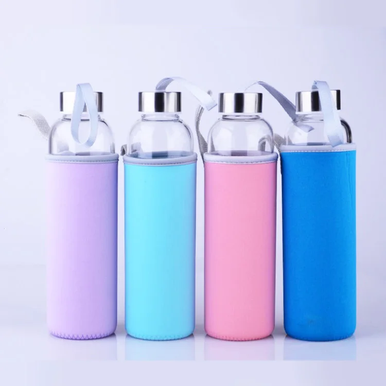 

300ml 400ml 550ml Mouthblown High Borosilicate Glass Water Bottles with 304 Stainless Steel Lid