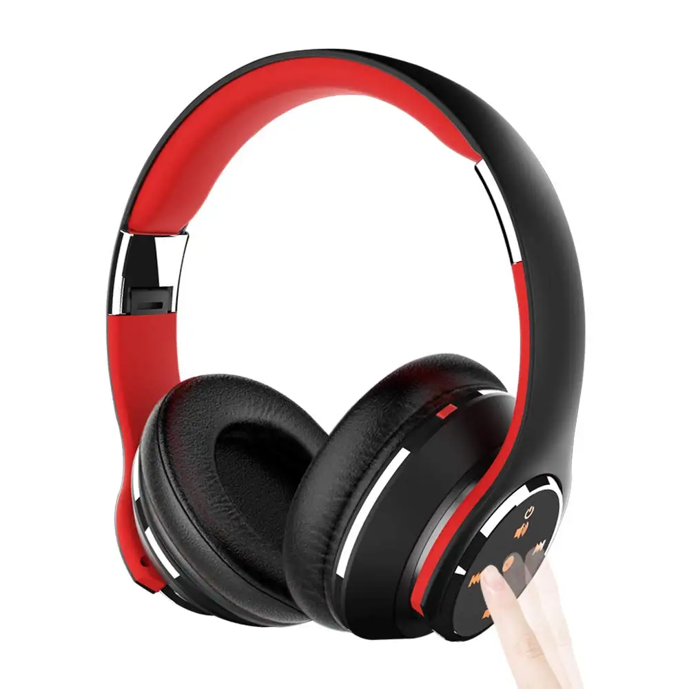 

Earphone Wireless TWS Over Ear Headset Earplug OEM Blue tooth On-Ear Touch Control Factory Hot Sales, Black-red