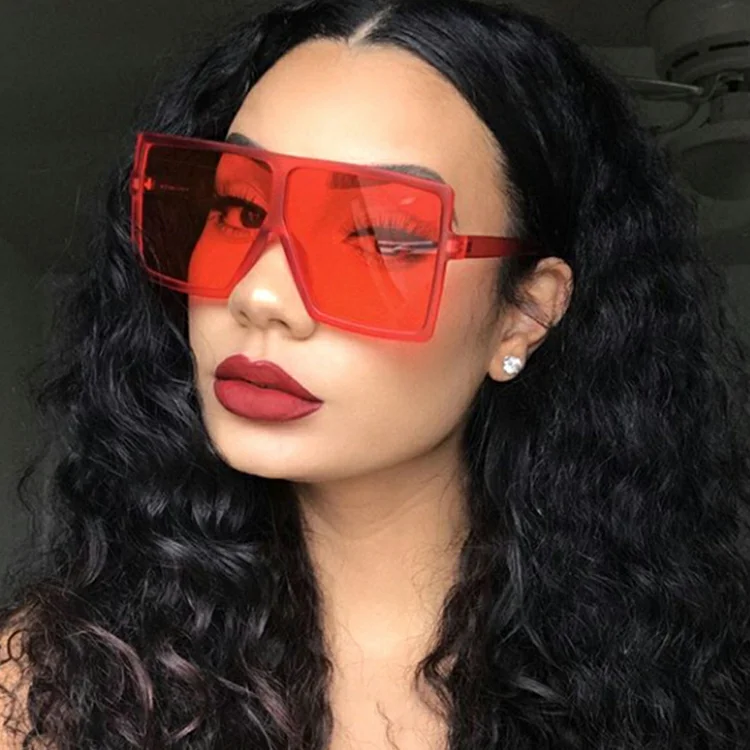 

Fashion Women 27 colors ocean lens Big Rectangle Frame Oversized Shades Sun Glass Sunglasses 2020