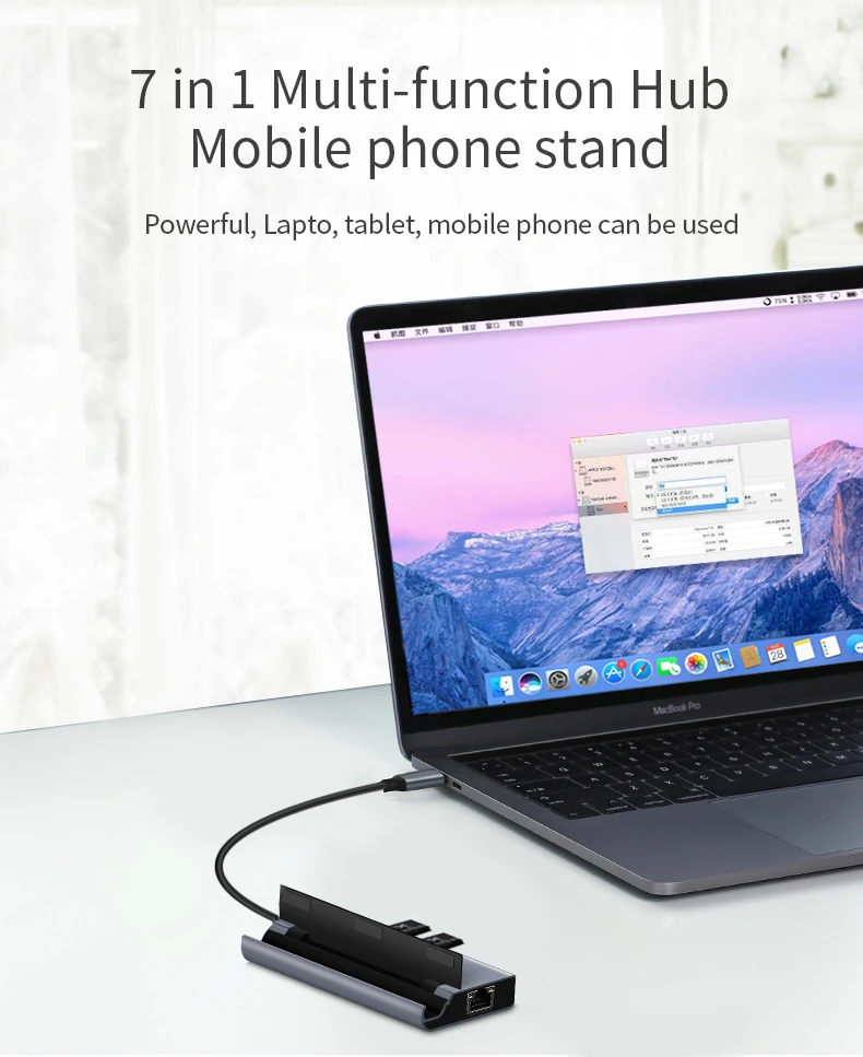 2019 portable aluminum alloy 3-port USB hub usb c hub with type-c interface