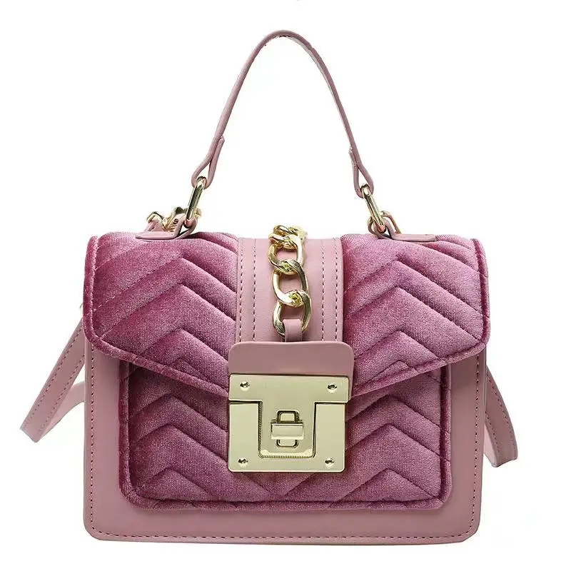 

Wholesale Fashion Pu And Velvet Sling Female Handbag Simple Mini Messenger Tote Fall Shoulder Bag, 8 colors