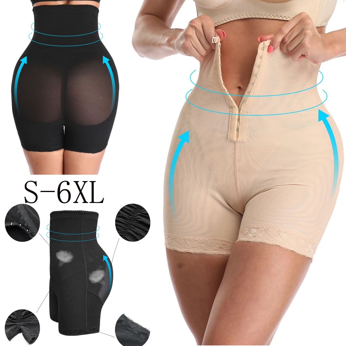 

High Waist Body Shaper Panty Waist Trainer Corset Tummy Control Plus Size 6XL Shapewear Buttocks Lifter Shaping Bodysuit Women