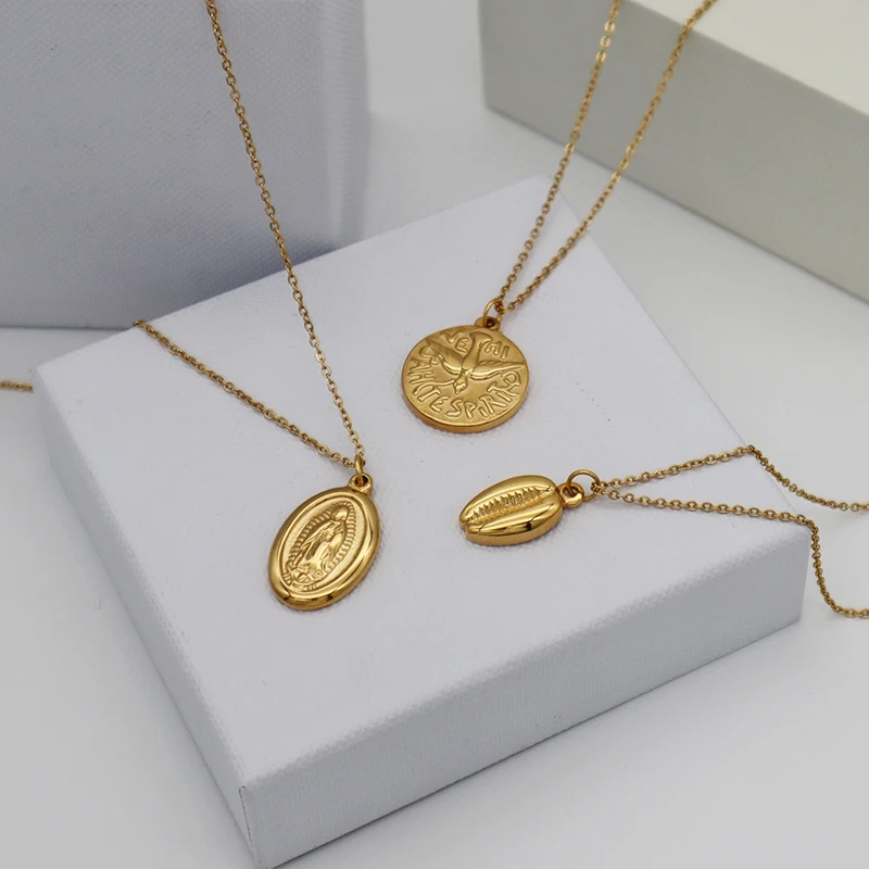 

TOP quality real 18K gold plating stainless steel pendant and chain necklace jewelry set