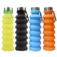 

Promotional gifts 550ml Bpa Free Portative Customization Drinking Foldable Sport Water Bottles With carabiner