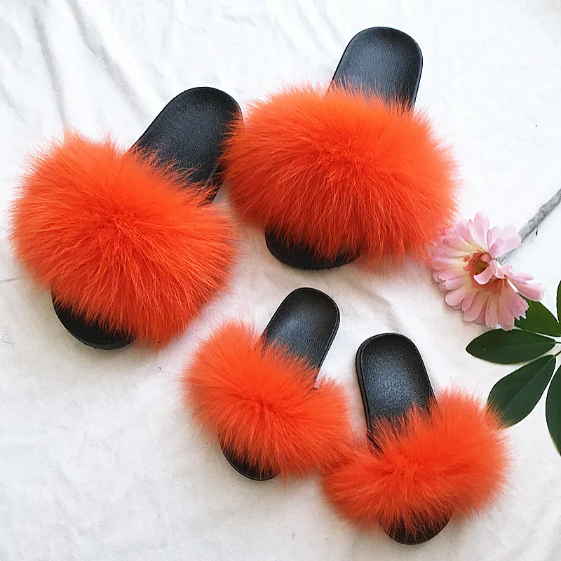 

Dropshipping wholesale pvc sole kid infant children baby toddler mom and daughter fluffy furry fur slipper sandals slide