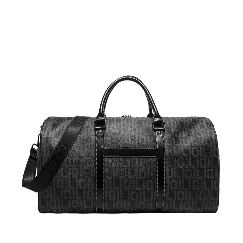 

Custom Logo New Arrival Designer Black Luxury Leather Duffel Weekender Overnight Travel Bags Travel Duffle Bag