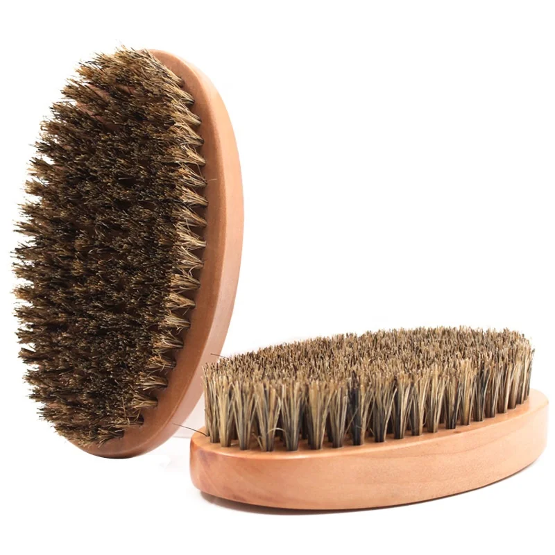 

Natural Wooden Boar Bristle Grooming Beard Brush Barber Hair Cut Neck Cleaning Brush for Men, Natural color