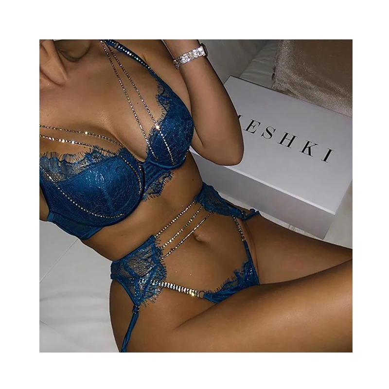 

women 3 pieces sets underwear Garters plus size Lace sexy lingerie set, Custom color