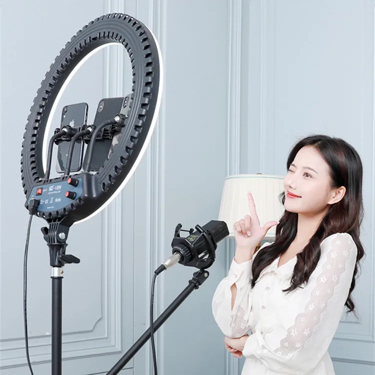

HQ-18N Photographic makeup studio video live broadcast three colors dimmable ringlight  led selfie ring light