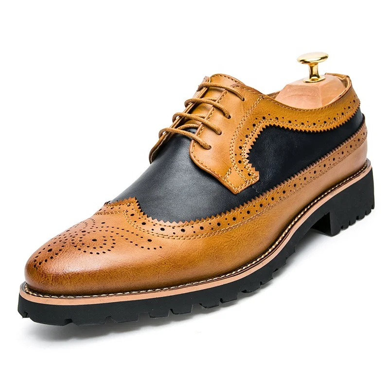 

Business Casual Shoes Low-Top Lace-Up Business Shoes Fashion Brogue Carved Men's Leather Shoes