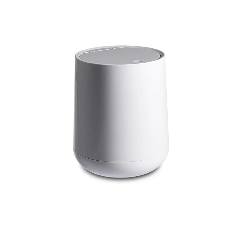 

Mini Cute Trash Can with Lid, Home Desktop Table Waste Bin Bathroom Small Garbage Basket white grey