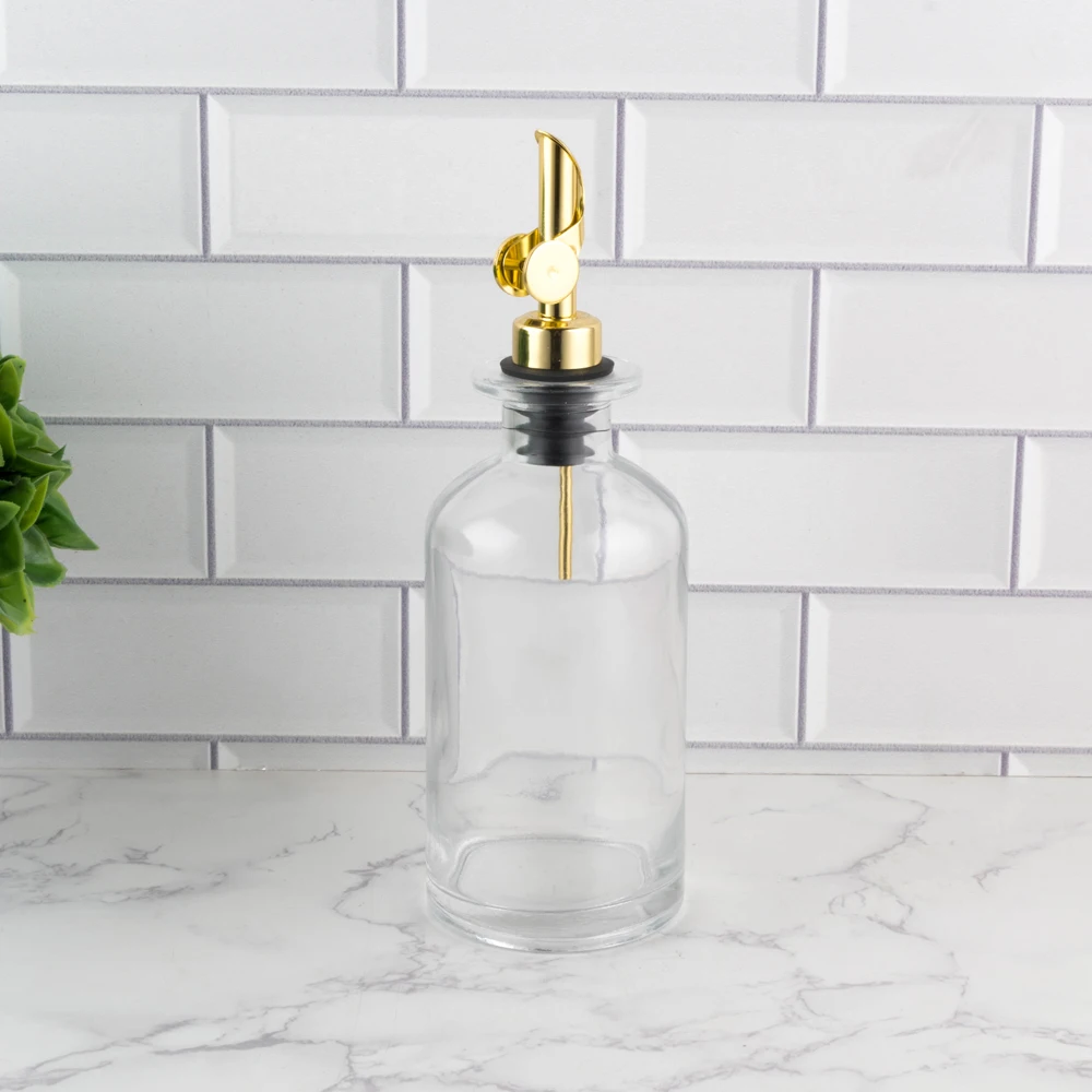 White Matte Glass Bottled Pouring Syrup Pump Dispenser Wide Mouth Olive Oil Mason Jar with Sealing Rubber Stopper Flip Cap Lid