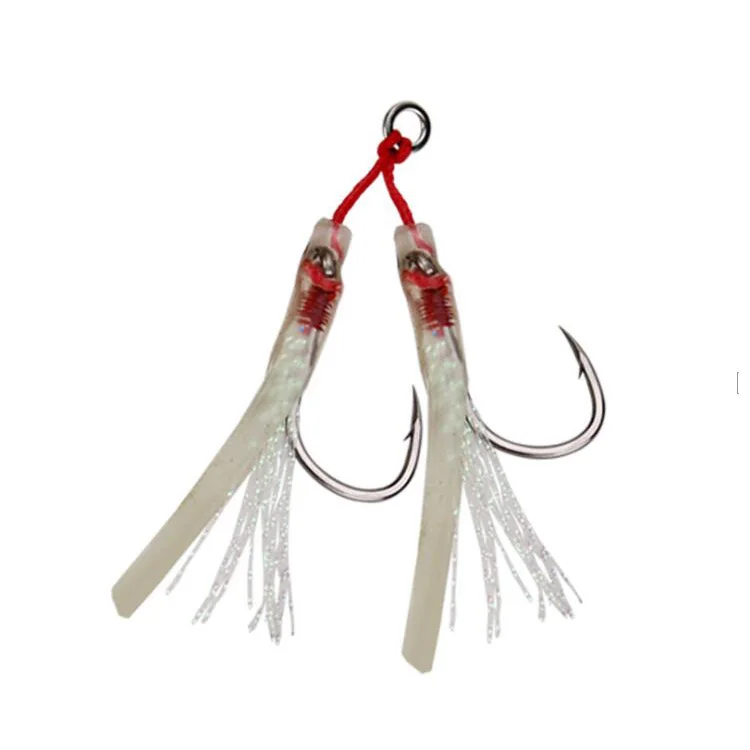 

WEIHE stock Rigged Tandem Jig Hooks for Slow Pitch Jigging Lures Assist Pike Hooks For Saltwater Fishing