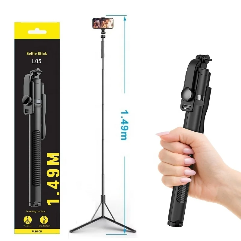 

L05 Extendable 149cm Wireless Remote Control Long Selfie Stick Tripod for Smartphone Gopro Camera