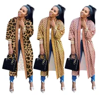 

Latest Design Fall Clothes Sexy New Long Sleeve leopard Print Loose Casual Long Style Coat Cardigan for Woman