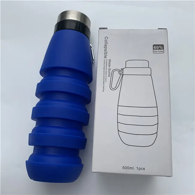

Promotional Products 17oz 500ml Collapsible Silicone Folding Sports Water Bottle Cup Foldable And Customizable
