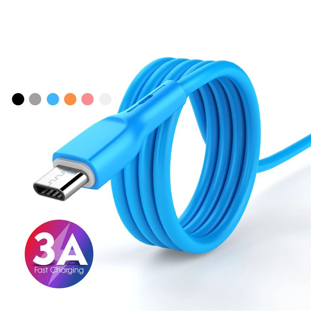 

3A Type C USB Cable For iPhone 11 Pro Max Liquid Soft Silicone Micro Charger Data Cord Super Fast Charge Charging Wire, Red orange blue pink white grey black