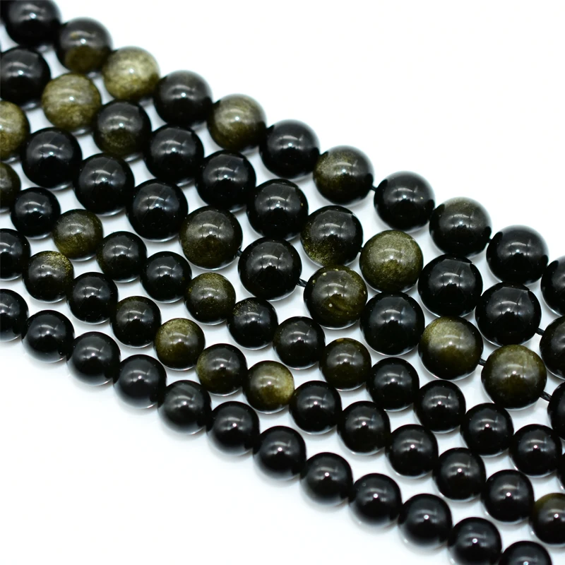 

Trade Insurance 6mm/8mm/10mm/12mm/14mm/16mm Natural Gold Obsidian Loose Beads