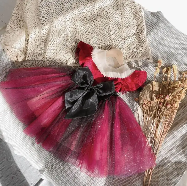 

Velvet Spanish Style Girl Dresses Black Big Bow Spanish Style Girl Dresses, Customized color