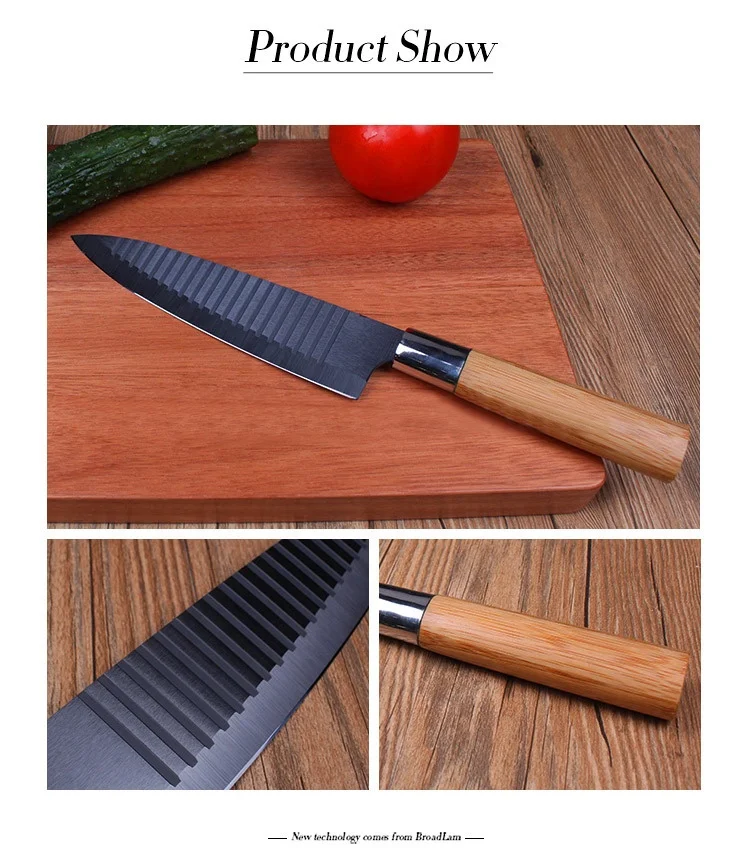 
Factory 8 pieces zirconia bamboo handle black blade ceramic kitchen knife set 