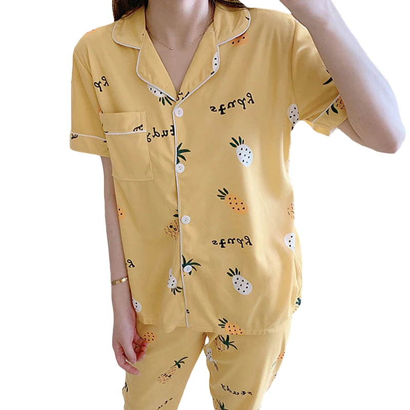 

Summer Stain Silk Pijamas Cartoon Mouse Pink Colors Print 2pc Short Sets Women Casual Cute Leisure Home Wear