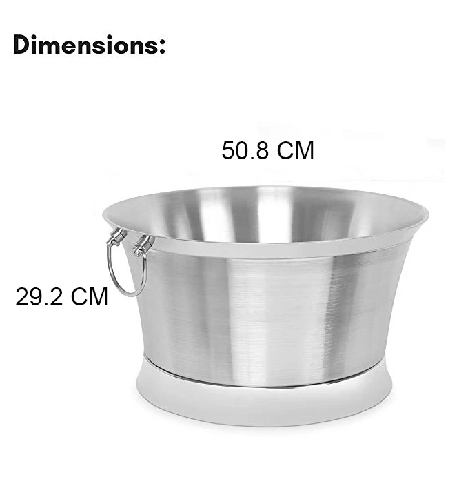 Large Capacity Double Wall Stainless Steel Ice Bucket Metal Drink