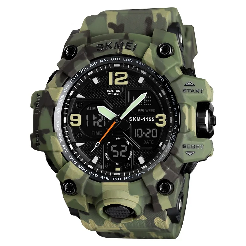 Skmei 1155 B Man Watches Military Army Watches Men Wrist 30M Water Resistant Date Calendar LED Sports Men Business Wristwatches