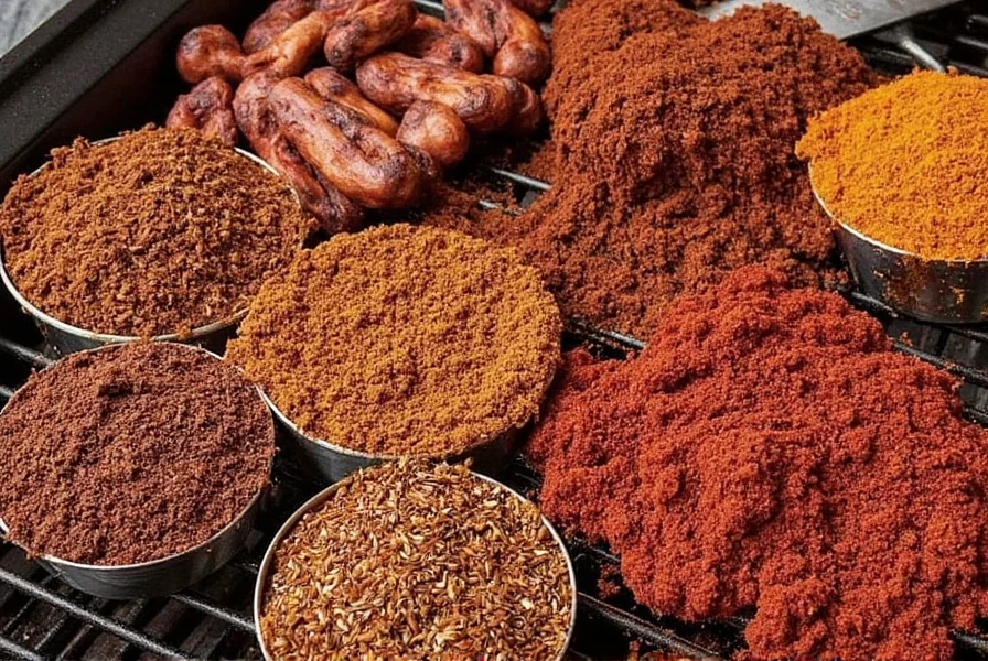 Collection of Memphis style rubs on a shelf