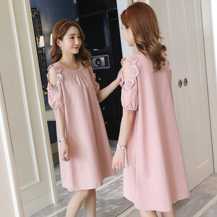 

Women pregnant clothes Korean elegant lace dresses fashion plus size maternity dress