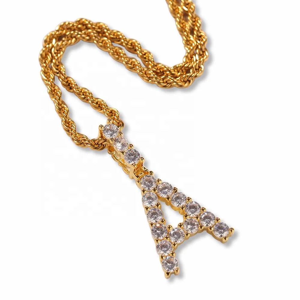 

Custom hip-hop chains brass hip-hop jewelry cubic zirconia necklace letter pendant necklace